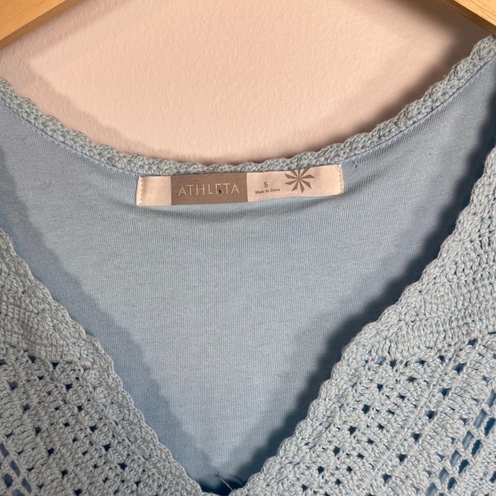 Athleta Kirra Crochet Overlapping Knee Length Dress Size Small Blue - Picture 5 of 5